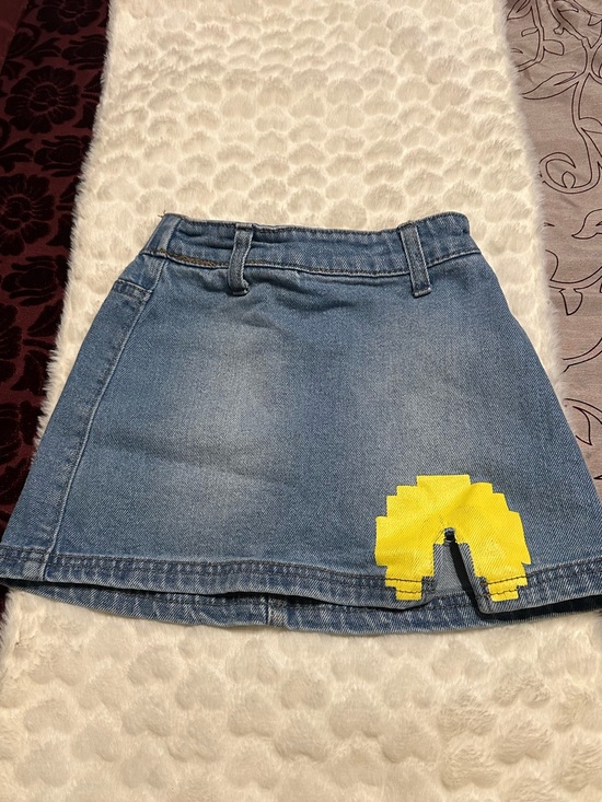 Justice Other - Justice Blue Denim Skirt with Yellow Pac Man Design Patch